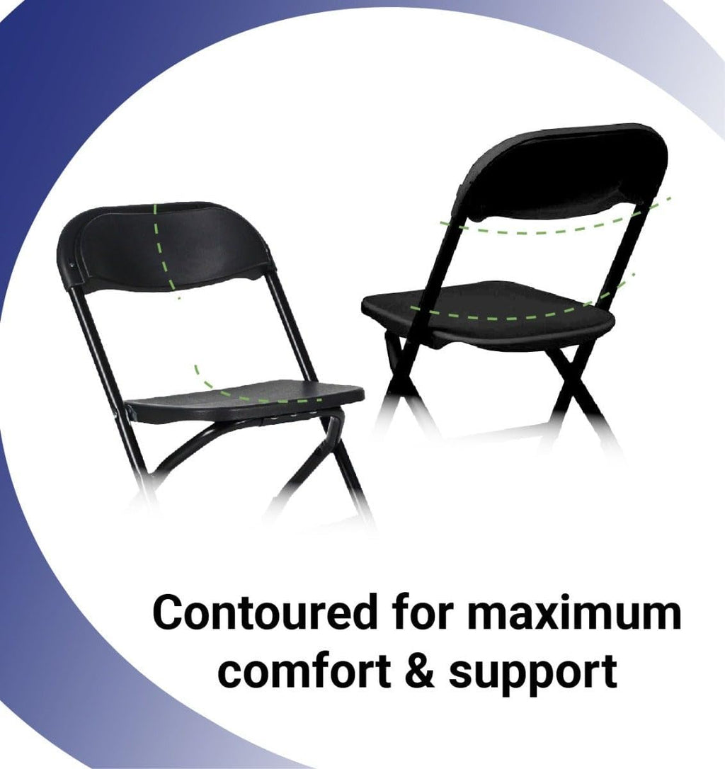 TentandTable Kids Folding Plastic Chair with Metal Frame, Lightweight Stackable Toddler Chairs for Classroom Table Desk Parties Events Weddings and Home Use, Black Pack of 4 Chairs
