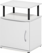 2-Tier Open Shelf Modern End Table with Door Cabinet, Soft-Edges Bedside Table, Side Table, Night Stand, for Bedroom, Living Room, White