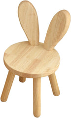 Kids Footstool Ottoman Small Wooden Chair Comfortable Ears Backrest Stable Structure Suitable for Children Bedroom Nursery Living Room