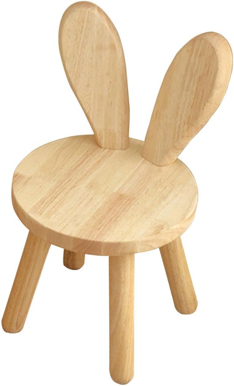 Kids Footstool Ottoman Small Wooden Chair Comfortable Ears Backrest Stable Structure Suitable for Children Bedroom Nursery Living Room