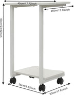 Mobile Side Table with Wheels, 2-Tier Lockable Rolling End Table for Sofa & Bedside, Modern Panda Shape C Table with Storage Shelf, for Living Room, Bedroom (White)