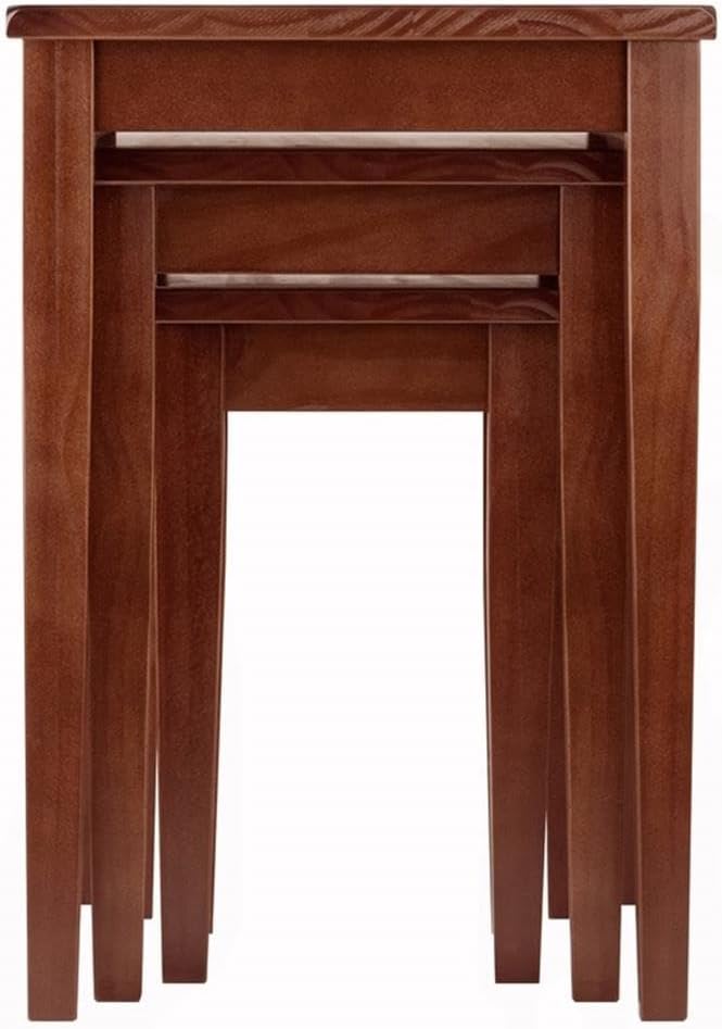 Pemberly Row 3-Piece Solid Wood Nesting Tables, Antique Walnut Finish, Stackable Design, Includes Small, Medium, Large Sizes, Transitional Style for Living Room or Home Office Use