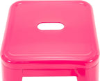 18'' Industrial Metal Stools Set of 4, Stackable Indoor Outdoor, Hot Pink | No Assembly, Waterproof & Rustproof, Easy to Move, Backless, Space-Saving, Stable Design for Classroom Kitchen Dining Patio