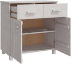 White Sideboard Buffet Cabinet, Solid Pine Wood Storage Credenza with Doors and Drawers, Modern Accent Cupboard Console for Dining Living Room, 31.1 x 15.7 x 31.5 in
