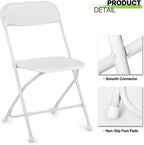 Magshion Plastic Folding Chairs 4 Pack White Foldable Dinning Chairs for Wedding Parties Event Outdoor Indoor Lightweight Chair 330lbs Capacity