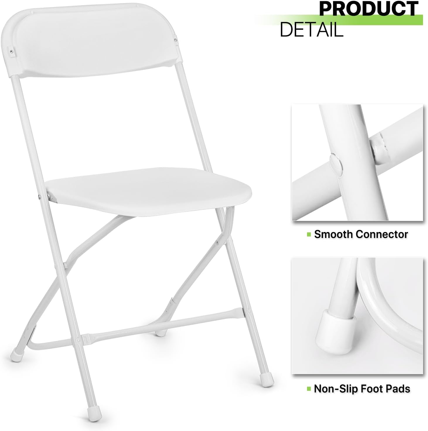 Magshion Plastic Folding Chairs 4 Pack White Foldable Dinning Chairs for Wedding Parties Event Outdoor Indoor Lightweight Chair 330lbs Capacity