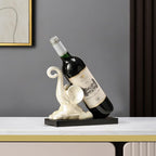 ELEGANTZ Modern Wine Bottle Holder – Decorative Elephant Design with Chrome Finish – Single Bottle Display Stand for Countertop, Bar, or Dining Table – Elegant Wine Rack with Black Base