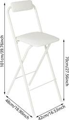 27.5'' Tall Folding Bar Stool, Cushioned Padded Folding Stool with Back, Portable Adult Folding Chair, 275 lbs Load Capacity, Counter Height Seat for Kitchen, Living Room, Garden, Camping, White