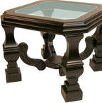 HomeRoots 24" Espresso Brown and Clear Wood and Glass Square End Table