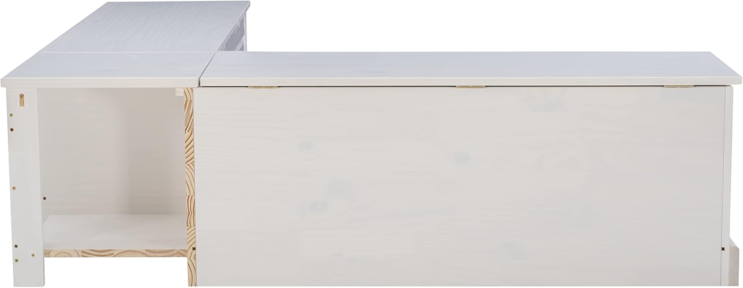 Linon Harris White Solid Pine Backless Nook with Interior Storage