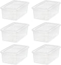 IRIS USA 6-Pack Storage Bins with Lids, 6 Quart - Crystal Clear, Shoe Boxes Stackable Containers Organize Shoes Closet Shelves, Teacher Tools Classroom Organization, Game - BPA-Free Plastic
