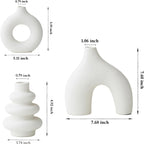 White Ceramic Vase Set of 3,Neutral Boho Nordic Minimalism Style Flower Vases for Living Room Wedding Table Party Office Bedroom