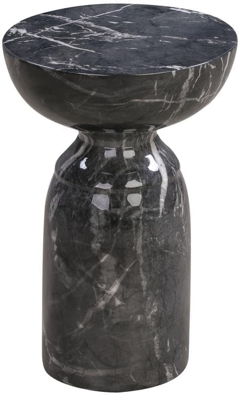 Furnifact Black Marble Side Table in Concrete, Handmade by Artisans for a Stylish Addition to Any Living Room, Ships Fully Assembled