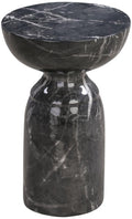 Furnifact Black Marble Side Table in Concrete, Handmade by Artisans for a Stylish Addition to Any Living Room, Ships Fully Assembled