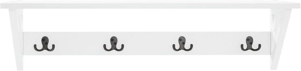 Coventry Wall Mounted Coat Rack with Shelf – Modern 36-Inch Entryway Wall Organizer with 4 Double Hooks – Space-Saving Storage for Apartments, Small Spaces, or Mudroom by Alaterre Furniture (White)