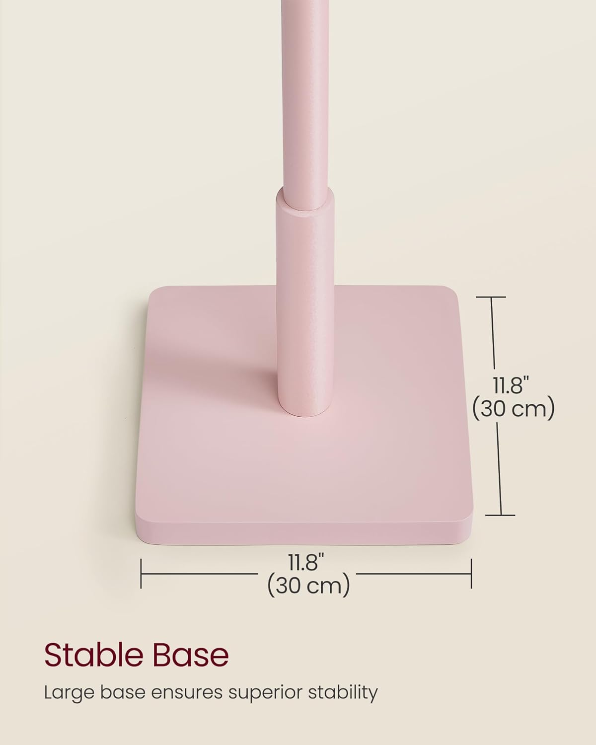 VASAGLE Solid Wood Coat Rack, Free Standing Hall Coat Tree with 8 Hooks, 3 Height Options, for Coats, Hats, Bags, Purses, for Entryway, Hallway, Rubberwood Hooks and Pole, Jelly Pink URCR010R01