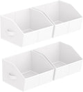 Homsorout Storage Bins for Shelves - Small Trapezoid Closet Shelf Organizer, Fabric Organization Bins with Handles, Storage Baskets for Clothes, Towel, Purse, 4 Pack, White
