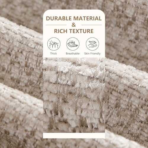 D-Shaped Chair Cushions for Dining Chairs, 2.5” Thick Chair Pads with Washable Comfortable Textured Cover, Non Slip Kitchen Chair Cushions with Ties, 16.5" x 16.5", 4 Pack, Beige