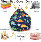 YuppieLife Kids Storage Bean Bag Cover（No Filling）Toy Organizer|Carrying Handle Sofa|Available for Kids and Teenager|Cuddle Chair|Machine Washable and Durable（27“,Dinosaur）