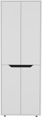 Slim Kitchen Pantry Cabinet: 11.8-Inch Depth for Small Kitchens - 4 Doors & 5 Shelves Organize 100+ Items - Modern White Storage for Apartments & Narrow Spaces