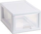 Sterilite 20518006 6 Quart/5.7 Liter Stacking Drawer, White Frame with Clear Drawer,(pack of 6)