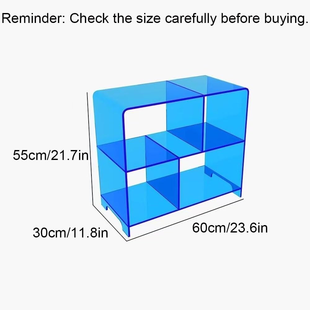 Simple Acrylic Console Table, Multi-Layer Storage Acrylic Bookshelf, Thickened Side Table, Small Spaces Sofa Table, Coffee Table for Living Room, Bedroom(Blue)