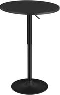 NOBPEINT Round Pub Table, Height Adjustable Bar Table, 360 Swivel Top, Cocktail Table with Black Metal Base for Bar, Bistro, Café, Full Black