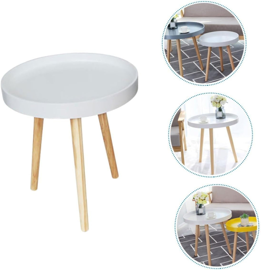Nordic Small Round Coffee Table White Modern Mini Sofa Side End Table Bedside Accent Furniture for Living Room