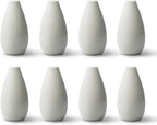 Modern White 4.1'' Small Ceramic Vase Set of 8 for Living Room Bedroom Office Minimalist Flower Vases for Bouquet Fake Plant Home Decor 8 Pack