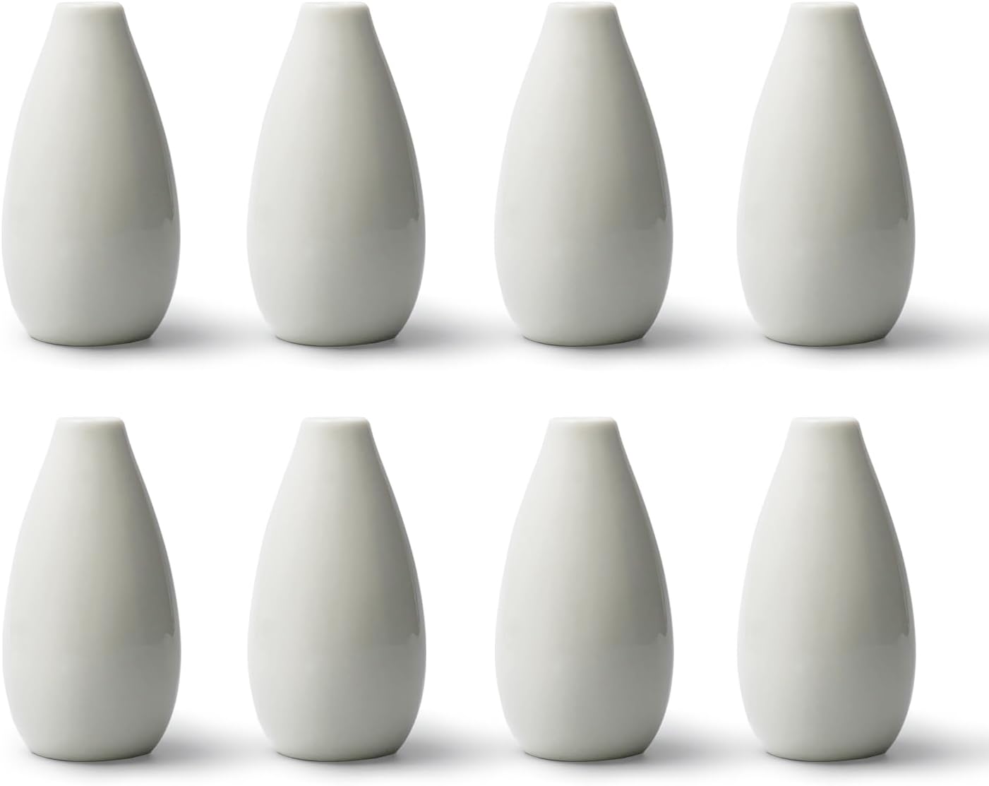 Modern White 4.1'' Small Ceramic Vase Set of 8 for Living Room Bedroom Office Minimalist Flower Vases for Bouquet Fake Plant Home Decor 8 Pack