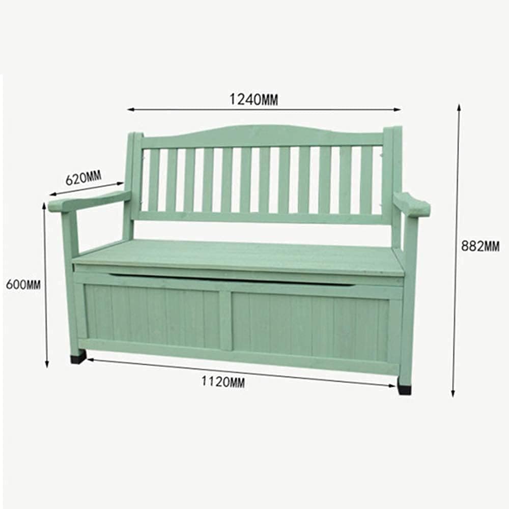 Terrace Park Benches Outdoor Storage Bench, Weatherproof Solid Wood Bench, Double Courtyard Bench with Backrest and Armrests, for Storing Gardening Tools/Outdoor Supplies,