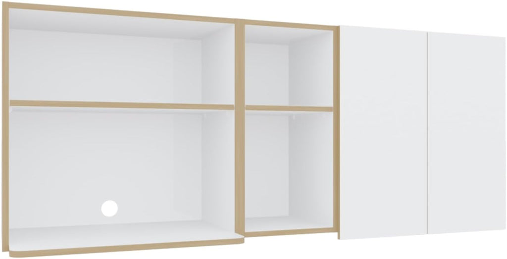Mid-Century Wall Cabinet, Farmhouse Locker with 2 Doors and 4 Shelves,for Kitchen Home