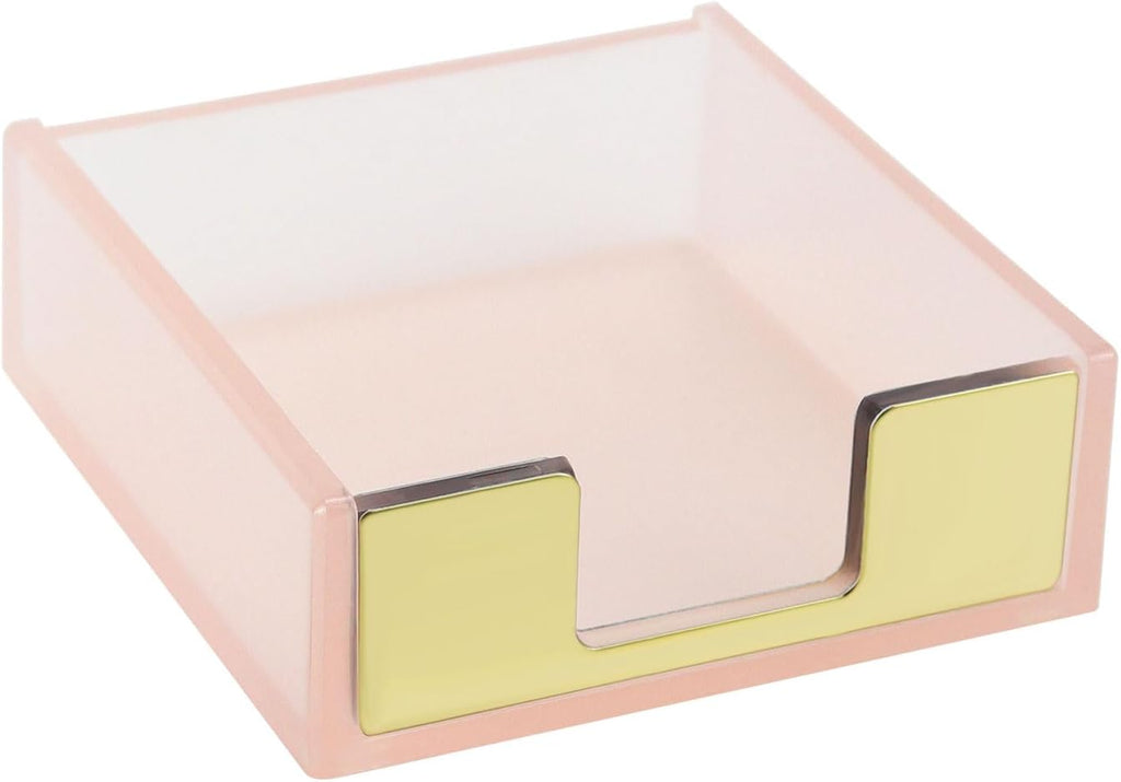 MultiBey Sticky Notes Memo Pad Holder Dispenser Rose Gold with Pink Desk Supplies Organizer Accessories for Office Home Schools (Pink)