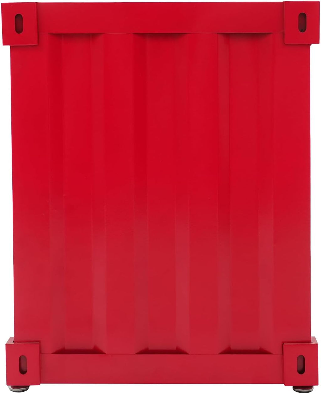 Industrial Metal Nightstand, Red Container Side Table with Locker Industrial Style End Table Metal Bedside Tables Nightstand for Living Rooms, Bedrooms and School Dormitories
