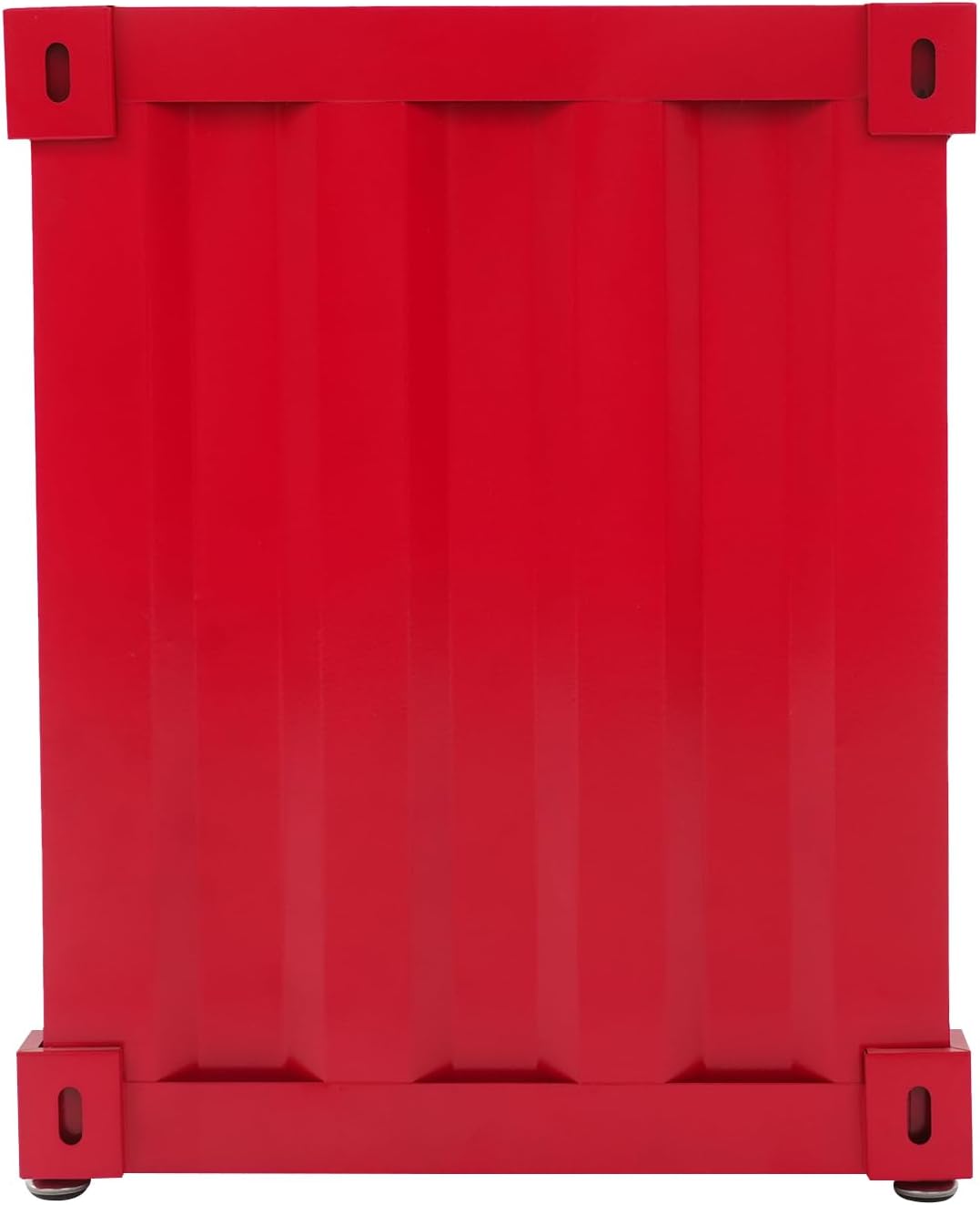Industrial Metal Nightstand, Red Container Side Table with Locker Industrial Style End Table Metal Bedside Tables Nightstand for Living Rooms, Bedrooms and School Dormitories