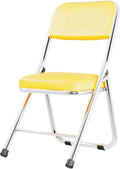 Portable Metal Frame Folding Seat with Back Support Compact and Stylish Folding Chair(Yellow)