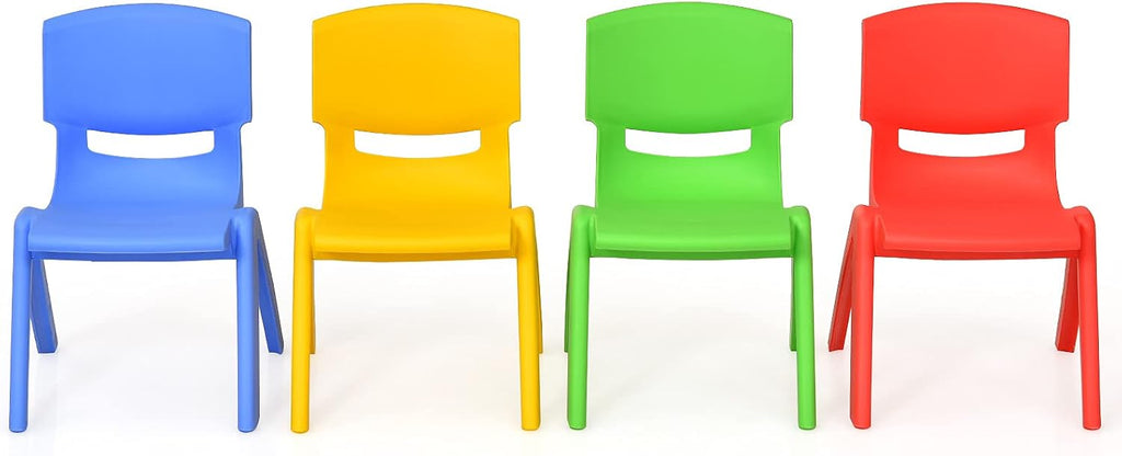 Costzon Kids Chairs, Stackable Plastic Colorful for Toddlers Boys Girls, Learn and Play Stools for School, Home & Play Room (Multicolor, 4 Chairs)