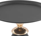 Round Side Table with Raised Edge, Cream White & Gold Accent Small End Table for Living Room Bedroom, 22 LB Capacity Modern Sofa Table, Easy Assembly Minimalist Nightstand (Black)