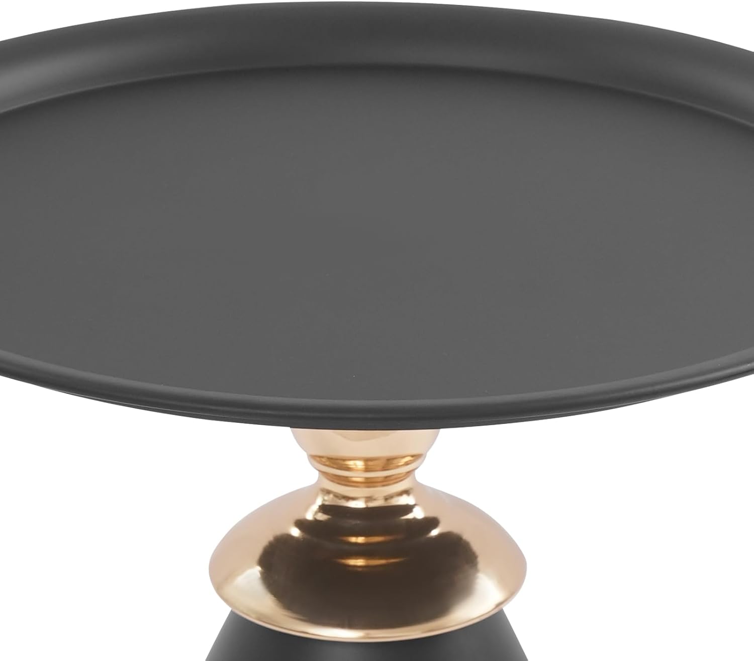 Round Side Table with Raised Edge, Cream White & Gold Accent Small End Table for Living Room Bedroom, 22 LB Capacity Modern Sofa Table, Easy Assembly Minimalist Nightstand (Black)