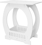 Modern Square Design Small End Table with Rounded Edges Space Efficient for Studio Apartments Bathroom Living Room Small Space Bedsides