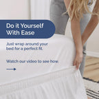 Wrap Around Dust Ruffle Bed Skirt - White - for Queen Size Beds with 12 Inch Drop - Easy Fit Elastic Strap - Adjustable Pleated Bedskirt w/Brushed Fabric - Wrinkle Free - for Women, Men, Kids & Teens