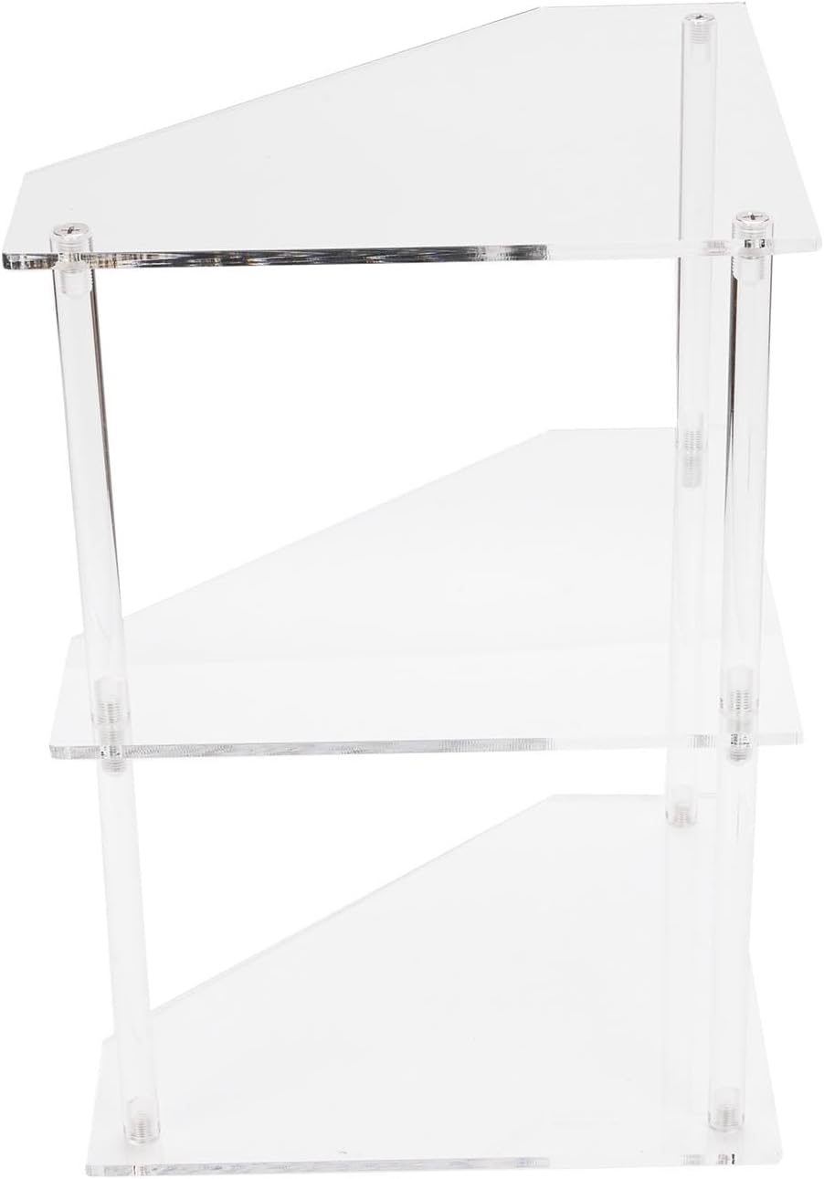Acrylic Side Table, 3 Tier Corner Shelf Stand End Table Corner Display Rack Storage Shelf for Bathroom