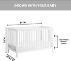 Oxford Baby Essentials Island Full Size 4-in-1 Convertible Baby Crib with Round Spindles, White