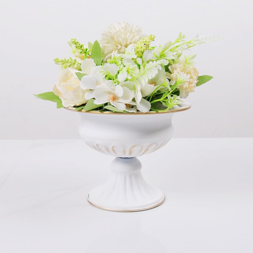 8Pcs White Compote Vases for Centerpieces, 4.7in Small Flower Vases | No Leakage, Rust-free, Metal Urn Vase, for Wedding, Birthday, Daily Home Decor, Christmas