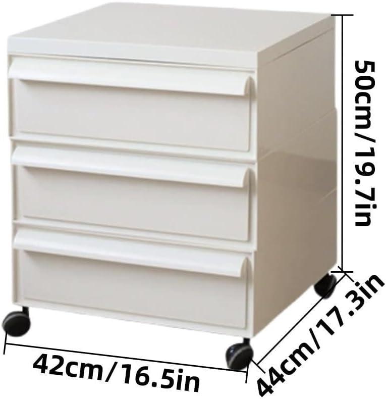 Plastic Movable Storage Cabinet with Drawers 360° Wheel File Cabinet Side Cabinet for Living Room Resting Room Balcony Home Furnishing(Orange,3 Tier)