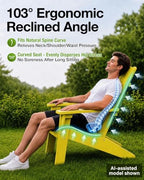 MXIMU Adirondack Chairs Set of 4 Outdoor: 450lb Capacity&33in Tall Backrest Oversized Modern Adirondack Chairs - Comfortable All-Weather Fire Pit Chair - Easy Assembly True Wood Grain Lawn Chair
