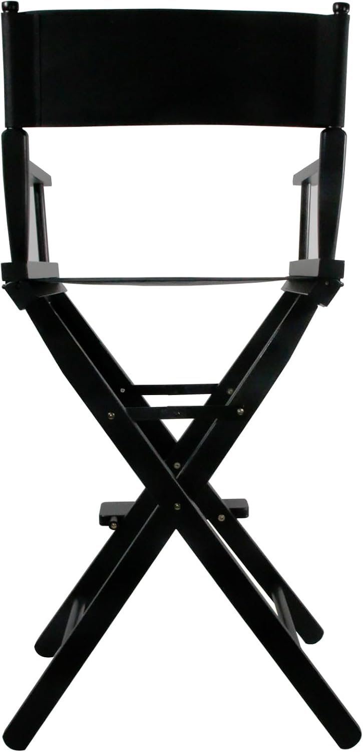 30 Inch Directors Chairs Foldable, Folding Makeup Artist Chair with Portable Footrest - Solid Hardwood Frame, 250lb Capacity, Black - for Professional Salon, Home Studio & Photography