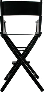 30 Inch Directors Chairs Foldable, Folding Makeup Artist Chair with Portable Footrest - Solid Hardwood Frame, 250lb Capacity, Black - for Professional Salon, Home Studio & Photography