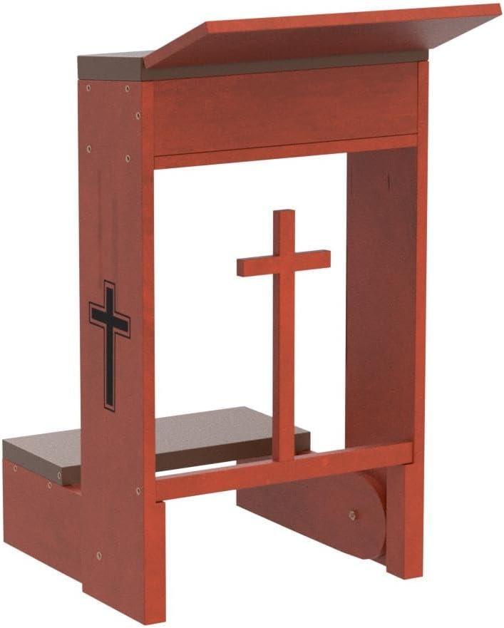 Prayer Bench Stool,Solid Wood Prayer Kneeler with Bench and Folding Table Top in Home,Church Prayer Table Chair Padded Kneeler Shelf for Kneeling at Home,Religious Gifts