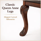 Dining Chairs Set of 6 – Antique Style Leather Dining Room Chairs with Solid Wood Legs and Rivet Decor, Ideal for Kitchen, Bedroom, Living Room (Brown armless)